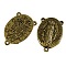 Holy Oval Carved Virgin Mary Tibetan Style Alloy Chandelier Component Links, 3 Loop Connectors, Rosary Center Pieces, Lead Free & Cadmium Free & Nickel Free, Antique Golden, 23x14.5x3mm, Hole: 1mm