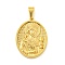 Ion Plating(IP) 304 Stainless Steel Pendants, Oval with Saint Charm, Golden, 35.5x26x4mm, Hole: 9.5x5mm