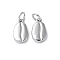 Brass Charms, Shell Shape, with Jump Ring, Cadmium Free & Lead Free, Platinum, 12x7x2.5mm, Hole: 3mm