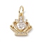Rack Plating Brass Cubic Zirconia Charms, Cadmium Free & Lead Free, Long-Lasting Plated, with Jump Ring, Crown Charm, Real 18K Gold Plated, 17x14x3.5mm, Hole: 3mm