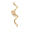 Brass Micro Pave Clear Cubic Zirconia Pendants, Cadmium Free & Nickel Free & Lead Free, Wavy Shape Charms, Real 18K Gold Plated, 30x7x7mm, Hole: 1.4mm