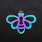 Ion Plating(IP) 201 Stainless Steel Pendants, Laser Cut, Bees, Rainbow Color, 19x24.5x1mm, Hole: 1.2mm