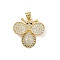 Brass Micro Pave Cubic Zirconia Pendants, Cadmium Free & Lead Free, Bees, Real 18K Gold Plated, 22x22.5x5.5mm, Hole: 4.5x3.5mm