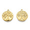 Ion Plating(IP) 304 Stainless Steel Pendants, Flat Round with Tree of Life, Real 18K Gold Plated, 18x15.5x2mm, Hole: 1.5mm