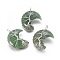 Natural Green Aventurine Tree of Life Wire Wrapped Pendants, with Brass Findings, Crescent Moon, Platinum, 44~46x26~32x12.5mm, Hole: 6.5x4.5mm