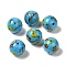 Handmade Lampwork Beads, Round, Deep Sky Blue, 15.5~16mm, Hole: 3mm