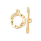 Brass Micro Pave Clear Cubic Zirconia Toggle Clasps, Cadmium Free & Nickel Free & Lead Free, Irregular Ring, Real 18K Gold Plated, Ring: 17.5x13x2.5mm, Hole: 1.8mm, Bar: 24.5x5x2mm, Hole: 1.8mm