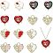 14Pcs 7 Styles Alloy Enamel Pendants, Light Gold, Heart, Mixed Color, 19x15~18x3~4.5mm, Hole: 1.8~4mm, 2pcs/style