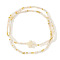 2Pcs Bohemian Glass Seed Beaded Stretch Bracelet Sets, Cross Bracelets for Women, Beige, 6-1/2 inch(16.5cm)