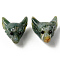 Natural Indian Agate Pendants, Top Drilled Beads, with Black Onyx Eye, Wolf Head, 30.5x23.5x11.5~13mm, Hole: 2mm