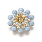 Golden Tone Brass Bead Caps, with Rhinestone and Enamel, Flower, Blue, 20.5~21x6mm, Hole: 0.8mm, Inner Diameter: 4mm