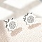 Brass Micro Pave Clear Cubic Zirconia Stud Earrings, Lead Free & Cadmium Free, Long-Lasting Plated, Rack Plating, Platinum, Sun, 10mm