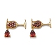 Кулоны из латуни с микропейвом и красным кубическим цирконием ZIRC-P086-28G-1