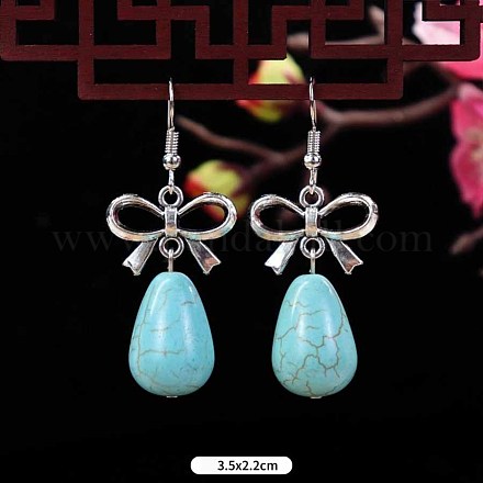 Серьги-капли из синтетической бирюзы и сплава WG2299-22-1