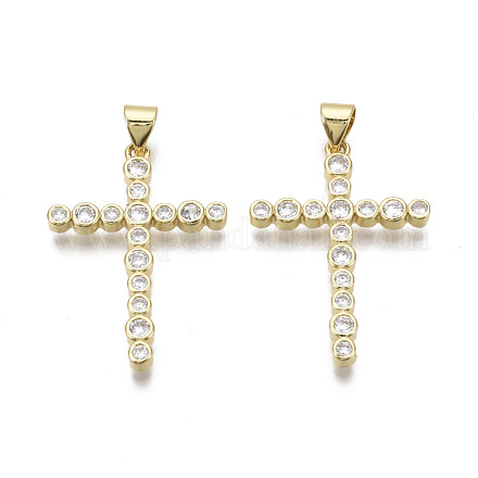 Латунные микропаве прозрачные подвески с фианитом KK-R133-009G-NF-1