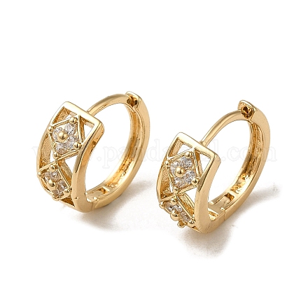 Серьги-кольца из латуни с микропаве из кубического циркония EJEW-L271-20KCG-07-1