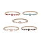 5Pcs 5 Colors Alloy Enamel Smiling Face & Brass & Glass Beaded Stretch Bracelets Set for Women, Mixed Color, Inner Diameter: 2-1/4 inch(5.7cm)