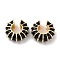 Brass Cuff Earrings for Women, with Enamel, Golden, Black, 23.5x9mm