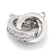 Brass Micro Pave Clear Cubic Zirconia Pendants, Cadmium Free & Nickel Free & Lead Free, Ring Charms, Platinum, 18x10x10mm, Hole: 0.8mm