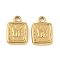 304 Stainless Steel Pendants, Square with Butterfly Charms, Ion Plating(IP), Real 18K Gold Plated, 17x12x3mm, Hole: 2.5mm