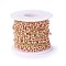 Handmade Enamel Beaded Chains, with Brass Curb Chains, Soldered, with Spool, Long-Lasting Plated, Real 18K Gold Plated, PeachPuff, 5.5x1.5~2mm, about 32.8 Feet(10m)/roll