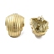 Ion Plating(IP) 304 Stainless Steel Stud Earrings, Shell Shape, Real 14K Gold Plated, 25x19mm