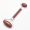 Synthetic Goldstone Brass Face Massager, Facial Rollers, Platinum, 142~150x54~58x19~22mm