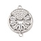 Brass Pave Clear Cubic Zirconia Connector Charms, Cadmium Free & Nickel Free & Lead Free, Flat Round Links, Platinum, 19x15x3mm, Hole: 1.2mm