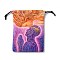 Printed Velvet with Linen Storage Bags, Drawstring Pouches Packaging Bag, Rectangle, Purple, 18x13cm