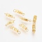 Brass Screw Clasps, Real 18K Gold Plated, Nickel Free, 14x4mm, Hole: 3x2mm