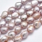 Natural Cultured Freshwater Pearl Beads Strands, Oval, Thistle, 10~14x7~9mm, Hole: 0.8mm, about 37~38pcs/strand, 13.7 inch~14.1 inch
