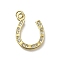 Brass Micro Pave Cubic Zirconia Pendants, U Shape, Cadmium Free & Lead Free, Rack Plating, Long-Lasting Plated, with Jump Ring, Real 18K Gold Plated, 23x17x1.8mm, Hole: 3.4mm