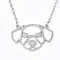 Non-Tarnish 201 Stainless Steel Puppy Pendant Necklaces, with Cable Chains, Filigree Dog Head, Stainless Steel Color, 17.1 inch(43.5cm), 2mm, Dog: 21x30x1mm