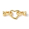 Brass Fold Over Clasps, Lead Free & Cadmium Free, Long-Lasting Plated, Rack Plating, Heart, Real 18K Gold Plated, 33mm