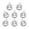 Non-Tarnish 304 Stainless Steel Charms, Laser Cut, Flat Round with Tree, Stainless Steel Color, 12x10x1mm, Hole: 1.2mm