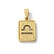 304 Stainless Steel Twelve Constellations Pendants, Real 18K Gold Plated, Rectangle Charm, Libra, 17.5x12x2mm, Hole: 7.5x3.5mm