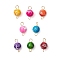 Spray Painted Drawbench Acrylic Round Connector Charms, with 304 Stainless Steel Loops, Golden, Mixed Color, 14.5x7.5mm, Hole: 1.9mm and 2.5mm