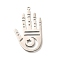 201 Stainless Steel Pendants, Laser Cut, Palm with Moon and Star Charm, Anti-Tarnish, Stainless Steel Color, 35x20.5x1mm, Hole: 1.4mm