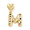 Brass Micro Pave Colorful Cubic Zirconia Pendants, Heart Letter Charms, Real 18K Gold Plated, Letter M, 31mm, Hole: 6x3mm, pendant: 22x18.5x4mm