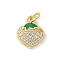 Brass Micro Pave Cubic Zirconia Pendants, Enamel Style, Rack Plating, Cadmium Free & Lead Free, Long-Lasting Plated, Real 18K Gold Plated, Strawberry, 15.5x10x3.5mm, Hole: 3mm