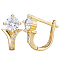 3 PairsClear Cubic Zirconia Diamond Hoop Earrings, Brass Jewelry for Women, Platinum & Real 18K Gold Plated, 14x15x8.5mm, Pin: 1mm