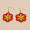 Bohemian Style Glass Beaded Flower Fashion Dangle Earrings, Multiple Options Available, Golden, Red, 34x34mm