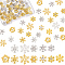 96Pcs 7 Styles Christmas Themed Alloy Cabochons, Nail Art Decoration Accessories, DIY Crystal Epoxy Resin Material Filling, Snowflake, Cadmium Free & Lead Free, Golden & Silver, 8pcs/style