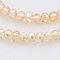 Pearl Luster Plated Faceted Rondelle Glass Beads Strands, Wheat, 3.5x2.5mm, Hole: 1mm, about 130~139pcs/strand, 14.5 inch