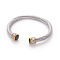 304 Stainless Steel Cuff Bangles, Torque Bangles, with Cat Eye, Golden & Stainless Steel Color, Black, 2-1/4 inch~2-3/8 inch(5.7~6cm)