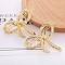 Bowknot Alloy Hair Barrettes, Frog Buckle Hairpin for Women Girls, Golden, 56.5~61.5mm