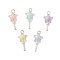 5Pcs Acrylic & Glass Pendants, with 304 Stainless Steel Findngs, Star, Golden, 23.5x11x6.5mm, Hole: 3.5x3mm, 5pcs/set