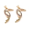 Brass Micro Pave Cubic Zirconia Pendants, Long-Lasting Plated, Tucano, Real 18K Gold Plated, Colorful, 34x18x2.5mm, Hole: 3x4mm