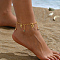 Golden Brass Heart Charm Anklet with Colorful Rhinestone, Colorful