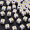 Opaque White Acrylic Beads, Metal Enlaced, Cube with Letters, Letter.G, 4.5mm, Hole: 2mm, about 5000pcs/500g